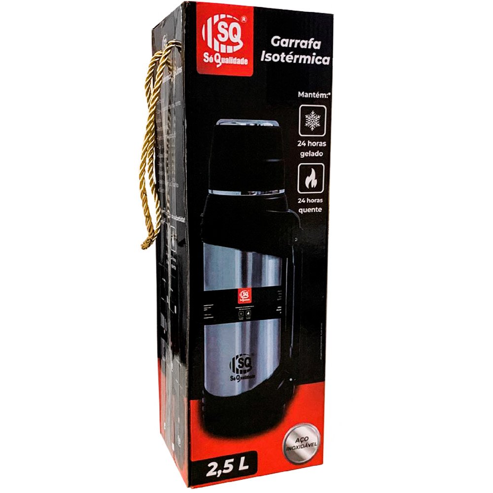 Garrafa Isotérmica De Inox 2,5 Litros Café Água Viagem e Acampamento Conserva Até 24 Horas - SQ - Az - 4