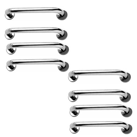 Alça de Apoio 30cm Barra Inox Kit 8 Unidades Idoso Cadeirante Deficiente Banheiro Box Segurança Corr