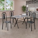 Ver imagem 1 de Conjunto de Mesa Tubular 100x60cm Tampo em Granito Ocre com 4 Cadeiras Lívia Preto