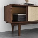 Ver imagem 4 de Rack Sala Tv 75 Rattan 2 Portas de Correr Madeira Escura Cor Imbuia Simona Idimex