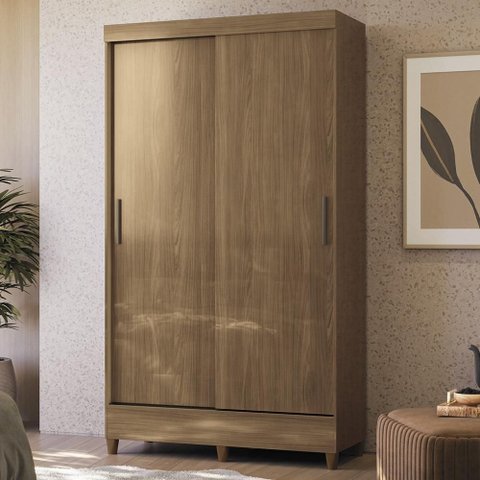 Guarda Roupa Solteiro 107cm 2 Portas Deslizante Thales Jequitibá S01 - Mpozenato