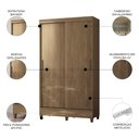 Ver imagem 3 de Guarda Roupa Solteiro 107cm 2 Portas Deslizante Thales Jequitibá S01 - Mpozenato