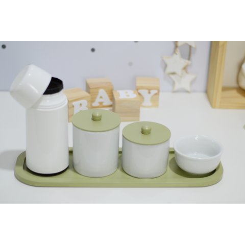 Kit Higiene Bebê Moderno Porcelana Safari Térmica Banho Maternidade Quarto