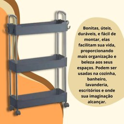 Prateleira Carrinho em Aço Organizador Multiuso 3 Prateleira - 5