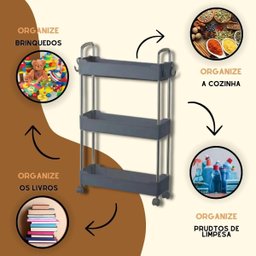 Prateleira Carrinho em Aço Organizador Multiuso 3 Prateleira - 4