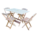 Ver imagem 1 de Conjunto de Mesa Dobrável 120x70 em Madeira Padrão com 4 Cadeiras sem Pintura/crua