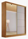 Ver imagem 2 de Guarda Roupa 02 Portas Correr Espelho 100% MDF 03 Gavetas Veneza Nature Off White