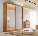 Ver imagem 1 de Guarda Roupa 02 Portas Correr Espelho 100% MDF 03 Gavetas Veneza Nature Off White