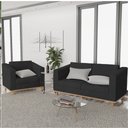Ver imagem 3 de Kit Sofá 2 Lugares e Poltrona Europa Suede Preto - AM Decor