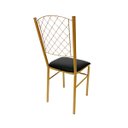 Ver imagem 4 de Cadeira para Cozinha com reforço cor Dourado Fosco assento preto encosto de grade Poltronas do Sul 1