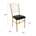 Ver imagem 3 de Cadeira para Cozinha com reforço cor Dourado Fosco assento preto encosto de grade Poltronas do Sul 1