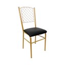 Ver imagem 1 de Cadeira para Cozinha com reforço cor Dourado Fosco assento preto encosto de grade Poltronas do Sul 1