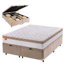 Ver imagem 2 de Cama Box Baú Casal Queen Colchão Molas Ensacadas Real 158x198x68cm Branco / Bege - Suporta até