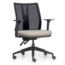 Ver imagem 2 de Kit 2 Cadeiras de Escritório Giratória Diretor Flow F02 Base Preta Sintético Bege - Lyam Decor