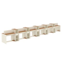 Estação de Trabalho 12 Lugares Smart Office 12 Mesas 10 Armários Livreiro - Off White e Cedro - 2