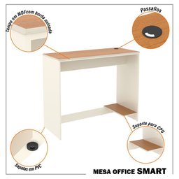 Estação de Trabalho 12 Lugares Smart Office 12 Mesas 10 Armários Livreiro - Off White e Cedro - 2