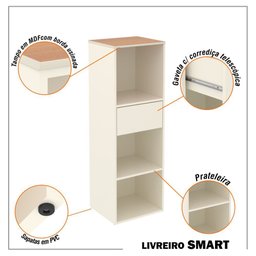 Estação de Trabalho 12 Lugares Smart Office 12 Mesas 10 Armários Livreiro - Off White e Cedro - 3