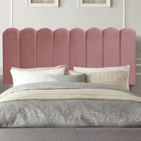 Painel Estofado Luxo Nuvem Alanis 195cm King Size para Cama Box Suede Rose - Gat Magazine