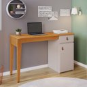 Ver imagem 1 de Escrivaninha Mesa Escritório 76x121x45 cm Helô Candian 1 Gaveta 121cm Cinamomo e Off White Branco