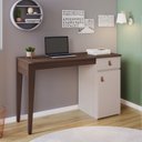 Ver imagem 1 de Escrivaninha Mesa Escritório Helo Candian X X 1 Gaveta 121cm Café E Off Wheit