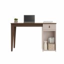 Ver imagem 3 de Escrivaninha Mesa Escritório Helo Candian X X 1 Gaveta 121cm Café E Off Wheit