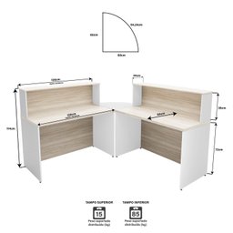 Balcão Atendimento de Canto em L Recepção Consultório 120x60cm - 5