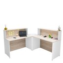 Ver imagem 3 de Balcão Atendimento de Canto em L Recepção Consultório 120x60cm Bege/Carvalho/Branco