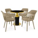 Ver imagem 1 de Conjunto Mesa de Jantar Redonda Imperial 70cm Preta com 4 Cadeiras Estofadas Marcela - Nude Escuro