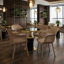 Ver imagem 2 de Conjunto Mesa de Jantar Redonda Imperial 70cm Preta com 4 Cadeiras Estofadas Marcela - Nude Escuro