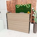 Ver imagem 6 de Balcão Atendimento Recepção Consultório 140x60cm Bege/Carvalho/Preto