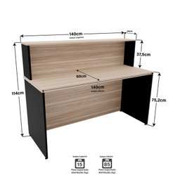 Balcão Atendimento Recepção Consultório 140x60cm - 3