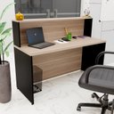 Ver imagem 1 de Balcão Atendimento Recepção Consultório 140x60cm Bege/Carvalho/Preto