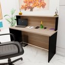 Ver imagem 5 de Balcão Atendimento Recepção Consultório 140x60cm Bege/Carvalho/Preto