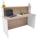 Ver imagem 4 de Balcão Atendimento Recepção Consultório 140x60cm Bege/Carvalho/Branco
