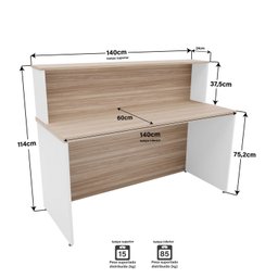 Balcão Atendimento Recepção Consultório 140x60cm - 3