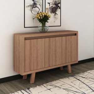 Balcão para Escritório 136cm com 3 Portas e 1 Prateleira Amêndoa