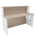 Ver imagem 2 de Balcão Atendimento Recepção Consultório 140x60cm 2 Gavetas Bege/Carvalho/Branco