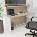 Ver imagem 1 de Balcão Atendimento Recepção Consultório 140x60cm 2 Gavetas Bege/Carvalho/Branco