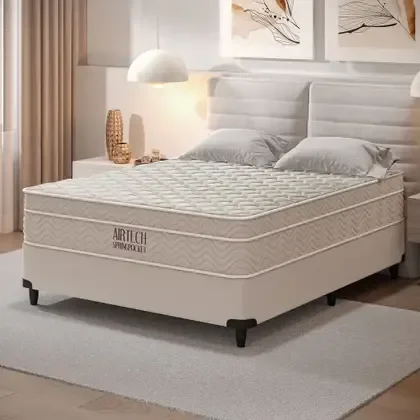 Ver imagem 1 de Cama Box e Colchão Airtech Molas Ensacadas (138x188) - Ortobom