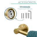 Ver imagem 4 de Jogo Acessorios Dourado Escovado Kit Banheiro Aço Inox 4 Peças Papeleira Cabide Suporte Porta Toalha