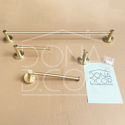 Jogo Acessorios Dourado Escovado Kit Banheiro Aço Inox 4 Peças Papeleira Cabide Suporte Porta Toalha - 6