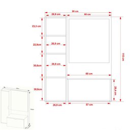Gabinete Banheiro com Espelheira 2 Portas Suspenso Multimóveis VCR10084 Mármore Branco - 3