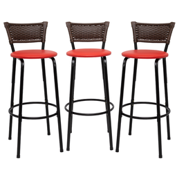 Kit 3 Banquetas para Cozinha Banco Alto Junco Argila Balcão Ilha Bancada Bares Piscina Área Gourmet - 1