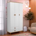 Ver imagem 1 de Guarda-Roupa Infantil 3 Portas e 2 Gavetas Jujuba Branco/Nature