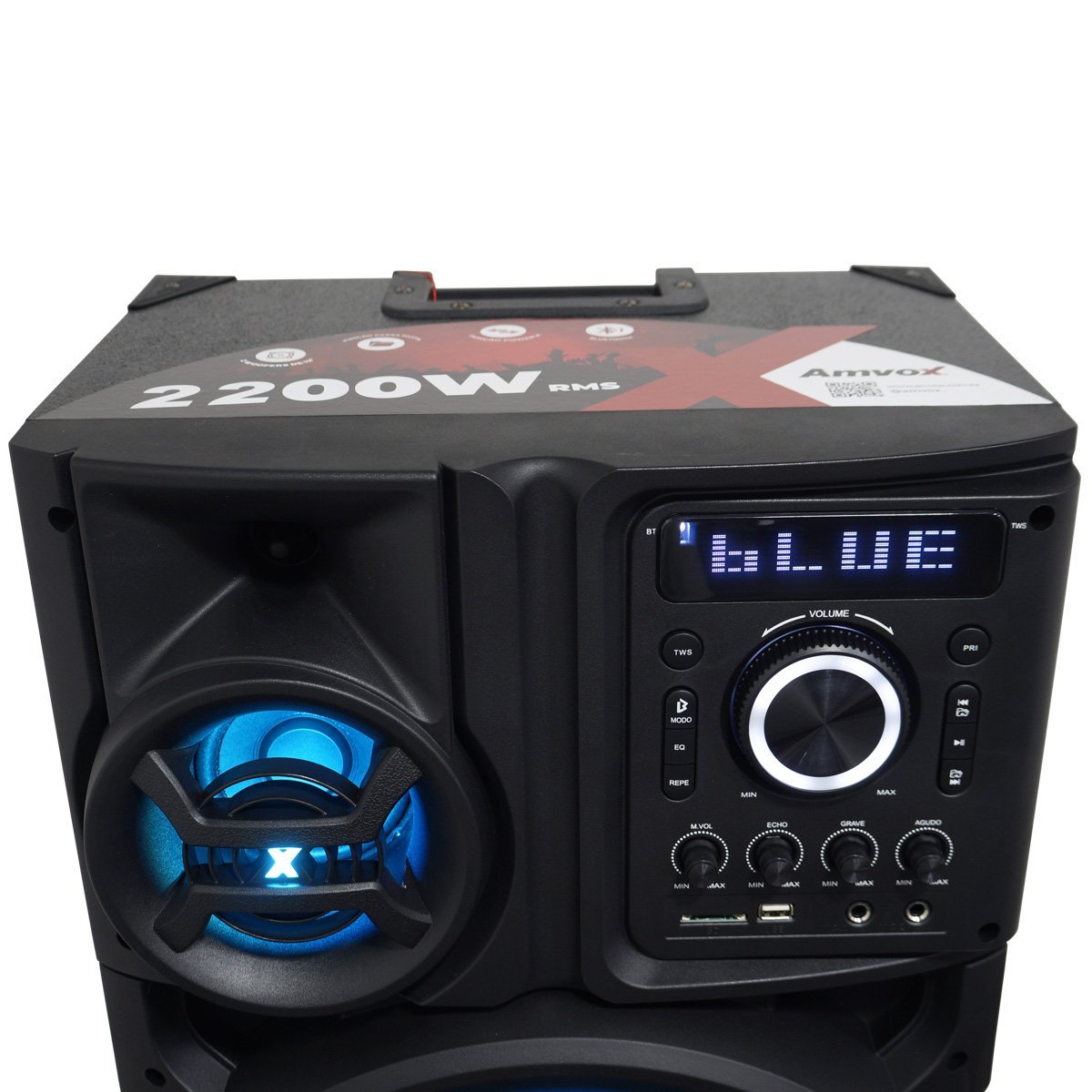 Caixa Som Amplificada Bluetooth 2200w Rms Woofer Mp3 Usb Led Tws Bivolt ...