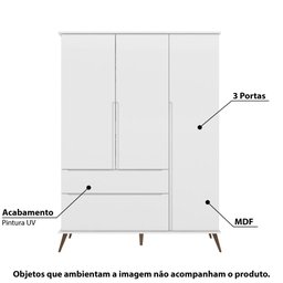 Guarda Roupa Infantil Melinda com 3 Portas - Branco - 2