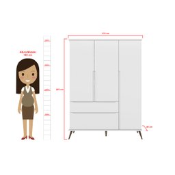 Guarda Roupa Infantil Melinda com 3 Portas - Branco - 5