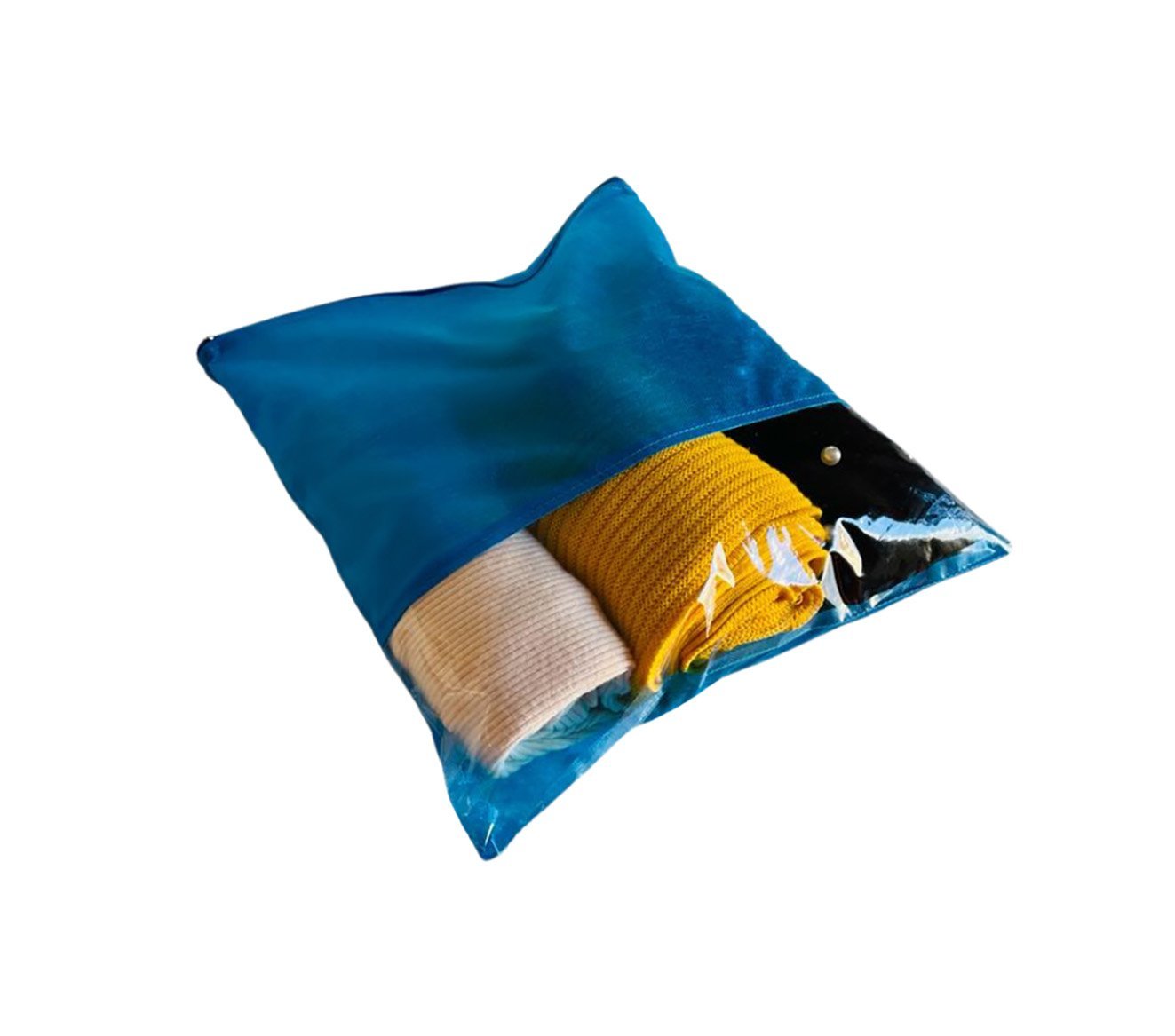 Kit 30 Sacos Tnt Organizador Roupas Sapatos 33x40 com Visor:azul - 1