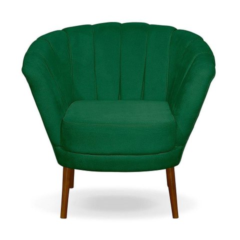 Poltrona Cadeira Pétala Flor Decorativa Suede Verde