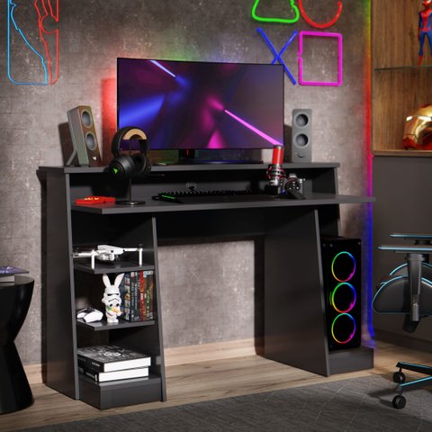 Mesa Gamer Escrivaninha Mesa de Computador Xp - Preto